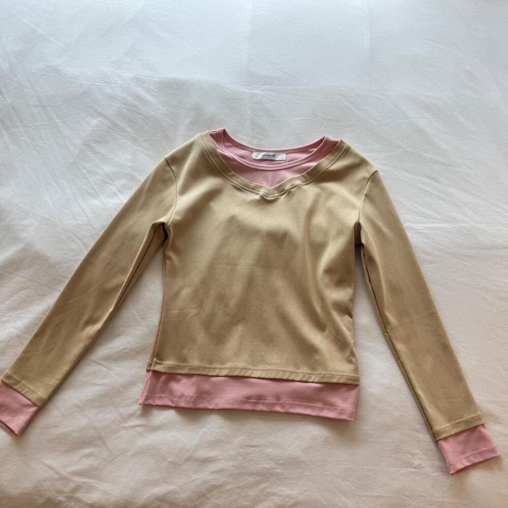 Gimaguas y2k tan pink long sleeve top
